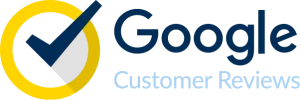 Google Customer Reviews logo with a yellow circle and a dark blue checkmark on the left.
